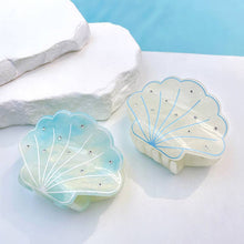 Load image into Gallery viewer, Sparkly Shell-Shaped Hair Claw, Beach Claw Clip: Blue