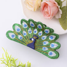 Load image into Gallery viewer, Peacock Feather Hair Clip, Elegant Bird Hair Accessory: Green