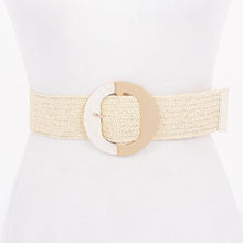 Load image into Gallery viewer, Straw Marble Metal Buckle Stretch Belt