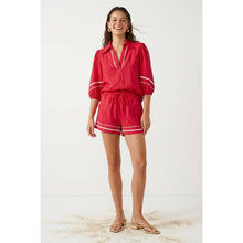 Load image into Gallery viewer, Contrast Trim Puff Sleeve Linen Short Set