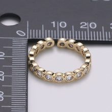 Load image into Gallery viewer, Fancy Clear CZ and Round Bezel Colorless Cubic Zirconia Open Ring Band Set In Gold Vermeil Travel Ring, Anniversary Ring R-121