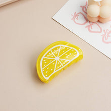Load image into Gallery viewer, Fun Fruit - Inspired Print Hair Claw Clips: Lemon