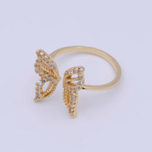 Load image into Gallery viewer, 16K Gold Filled Clear Micro Paved CZ Open Butterfly Ring in Gold &amp; Silver | R044 O581: Gold