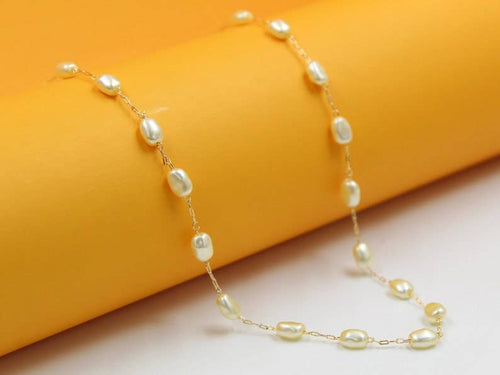 18K Gold Filled Oval Pearl Necklace