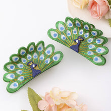 Load image into Gallery viewer, Peacock Feather Hair Clip, Elegant Bird Hair Accessory: Green
