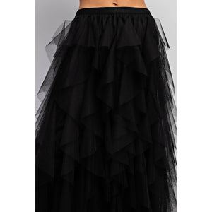 CASCADING TULLE MESH LAYERED MAX SKIRT