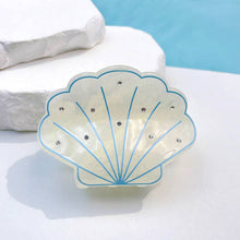 Load image into Gallery viewer, Sparkly Shell-Shaped Hair Claw, Beach Claw Clip: Blue