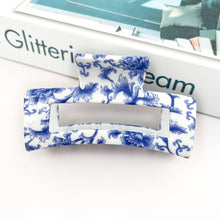 Load image into Gallery viewer, Blue and White Porcelain Textured Claw Clip: D