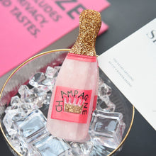 Load image into Gallery viewer, Glitter Pink Champagne Bottle Hair Clip, Fun Party Accessory: Pink