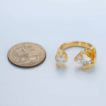 Load image into Gallery viewer, 24K Gold Filled Clear CZ Baguette Teardrop Molten Wrap Ring | U339