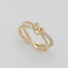 Load image into Gallery viewer, Gold Ring Double Band Ring Gold Twisted Stacking Ring Cz Ring Open Ring Adjustable Ring for Minimalist Jewelry Gift Idea S-219