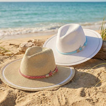 Load image into Gallery viewer, Sheer Brim Sun Hat With Nautical Rope &amp; Anchor Detail