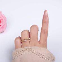 Load image into Gallery viewer, 24K Gold Filled Micro Paved CZ Flower Celestial Star Claw Ring | O825