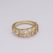 Load image into Gallery viewer, Gold Filled Baguette CZ Stacking Ring, Wrap Baguette Eternity Ring, Gold Stackable Ring Clear Minimalist Ring U-128