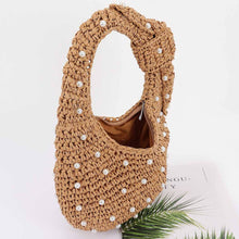 Load image into Gallery viewer, Handmade Straw Pearl Hobo Ba