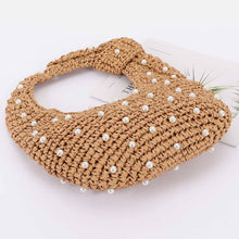 Load image into Gallery viewer, Handmade Straw Pearl Hobo Ba