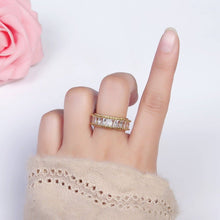 Load image into Gallery viewer, 16K Gold Filled Clear CZ Baguette Lined Band Ring | O-008
