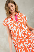 Load image into Gallery viewer, Orange Print with Hot Pink Trim Contrast Dress