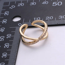 Load image into Gallery viewer, Gold Infinity Ring | Criss Cross Ring | Dainty Fine Ring or Delicate Thumb Ring | Open Ring | Adjustable Ring | Micro Pave CZ Ring R055