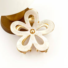 Load image into Gallery viewer, Metal Hollow White Flower Claw Clip