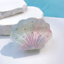Load image into Gallery viewer, Sparkly Shell-Shaped Hair Claw, Beach Claw Clip: Blue