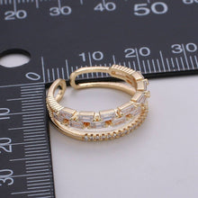 Load image into Gallery viewer, OS 14K Gold Filled Baguette Micro Paved CZ Double Band Ring | U516