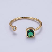 Load image into Gallery viewer, Double Mini CZ Cube Cubic Zirconia CZ Open Adjustable Gold Ring | Y468 - Y474: Clear
