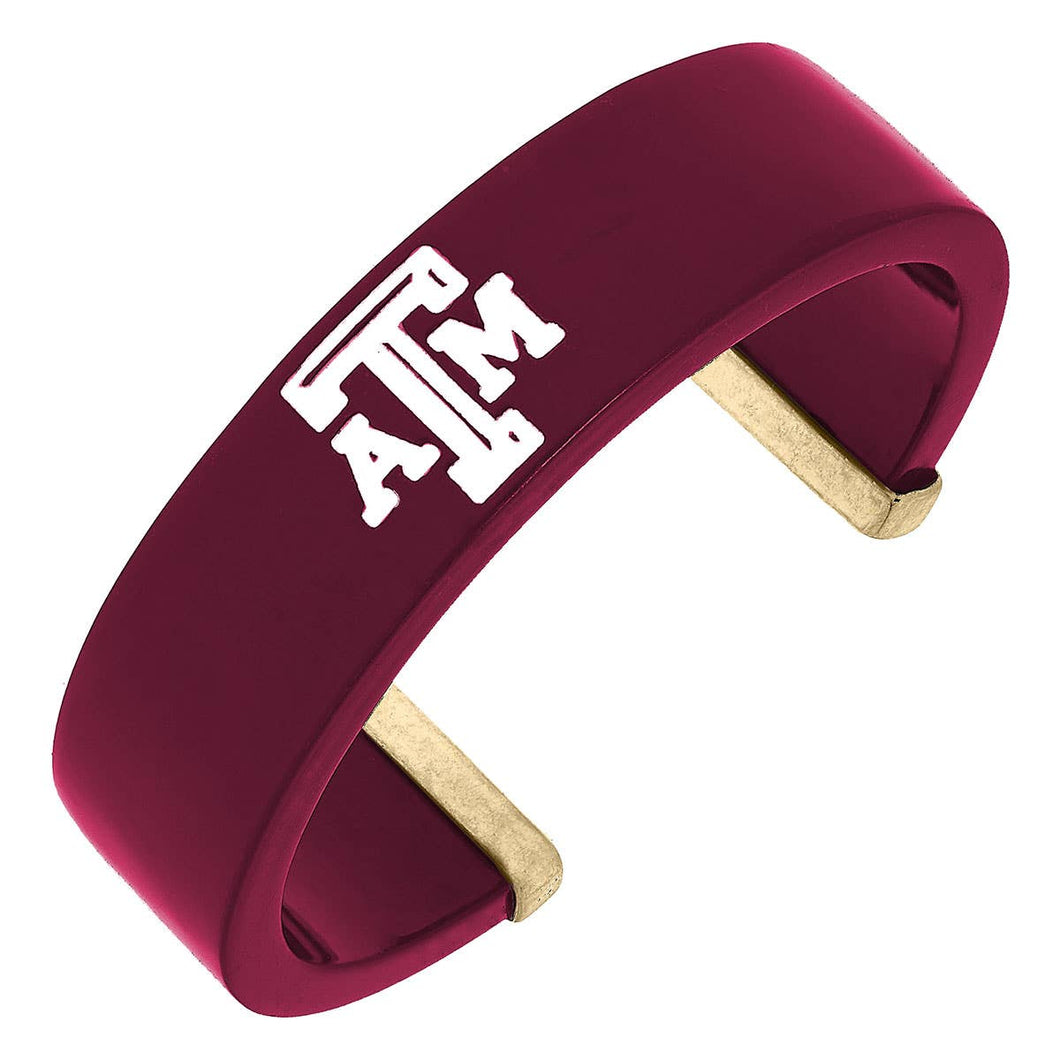 Texas A&M Aggies Resin Logo Cuff Bracelet in Maroon