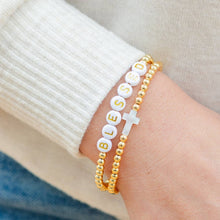 Load image into Gallery viewer, 4mm Stretch Beaded Bracelet w/ Cross