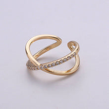 Load image into Gallery viewer, Gold Infinity Ring | Criss Cross Ring | Dainty Fine Ring or Delicate Thumb Ring | Open Ring | Adjustable Ring | Micro Pave CZ Ring R055
