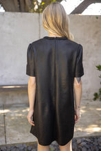 Load image into Gallery viewer, Braid Neck Double Pocket Faux Leather Dress