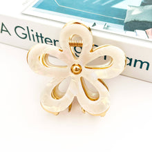 Load image into Gallery viewer, Metal Hollow White Flower Claw Clip