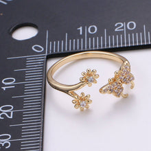 Load image into Gallery viewer, Dainty Elegant Butterfly and Flower 18K Gold Filled Adjustable Ring - R271