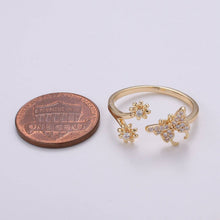 Load image into Gallery viewer, Dainty Elegant Butterfly and Flower 18K Gold Filled Adjustable Ring - R271