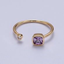 Load image into Gallery viewer, Double Mini CZ Cube Cubic Zirconia CZ Open Adjustable Gold Ring | Y468 - Y474: Clear