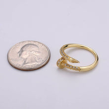Load image into Gallery viewer, Dainty Gold Spiral Needle Ring Design Minimalist Modern Trending Stackable Streetwear Open Ring Accessory Micro Pave Adjustable Ring R-101