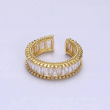 Load image into Gallery viewer, 16K Gold Filled Clear CZ Baguette Lined Band Ring | O-008