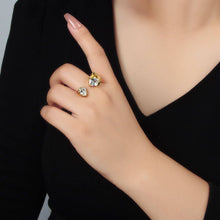 Load image into Gallery viewer, 24K Gold Filled Clear CZ Baguette Teardrop Molten Wrap Ring | U339