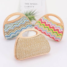 Load image into Gallery viewer, Straw Wood Frame Handle Bag