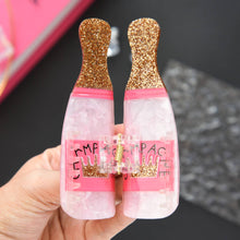 Load image into Gallery viewer, Glitter Pink Champagne Bottle Hair Clip, Fun Party Accessory: Pink