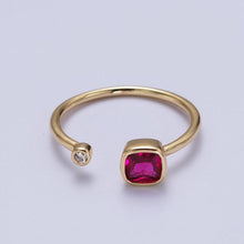 Load image into Gallery viewer, Double Mini CZ Cube Cubic Zirconia CZ Open Adjustable Gold Ring | Y468 - Y474: Clear