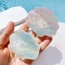 Load image into Gallery viewer, Sparkly Shell-Shaped Hair Claw, Beach Claw Clip: Blue