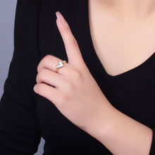Load image into Gallery viewer, 24K Gold Filled Heart White Enamel Micro Paved CZ Wrap Ring | O729