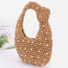 Load image into Gallery viewer, Handmade Straw Pearl Hobo Ba