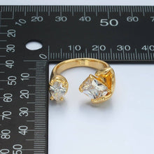 Load image into Gallery viewer, 24K Gold Filled Clear CZ Baguette Teardrop Molten Wrap Ring | U339