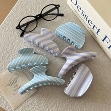 Load image into Gallery viewer, Fashionable Blue - White Striped Patterns Hair Claws: Purple-B