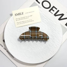 Load image into Gallery viewer, Classic Tartan Plaid Pattern Hair Claw Clip: BrownBlue