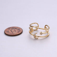 Load image into Gallery viewer, Moon Rings For Women Stars Celestial Gold Ring Celestial Ring Statement Ring Bridesmaid Gift Moon Star Galaxy Jewelry Gift for Her R-057