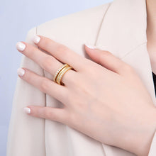 Load image into Gallery viewer, 16K Gold Filled Micro Paved CZ Triple Interlock Ring | RINGS-00061