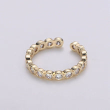 Load image into Gallery viewer, Fancy Clear CZ and Round Bezel Colorless Cubic Zirconia Open Ring Band Set In Gold Vermeil Travel Ring, Anniversary Ring R-121